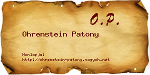 Ohrenstein Patony névjegykártya